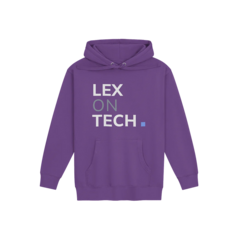 A purple Lex on Tech hoodie